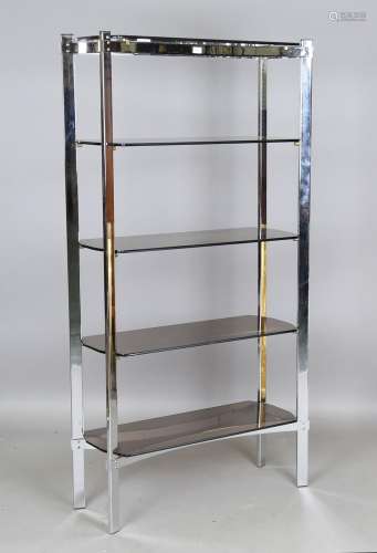 A mid-20th century chromium plated five-tier display shelf, ...