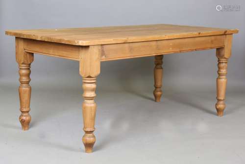 A 20th century pine rectangular kitchen table, height 77cm, ...