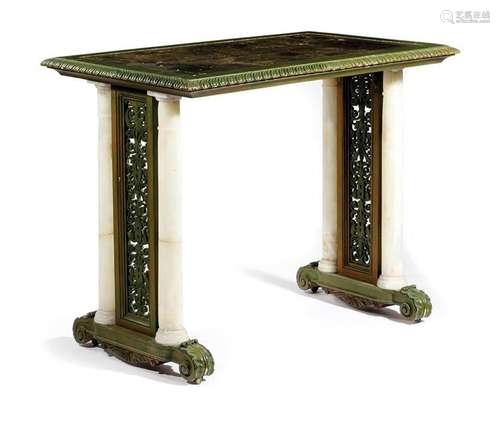 UNE UNIQUE TABLE EN ALABASTER ET PEINTURE VERTE DE LA PREMIÈ...