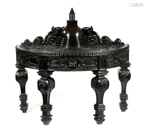 TABLE DE CONSOLE EN PIERRE DE LUNE BOUDDHISTE ANGLO-INDIENNE...