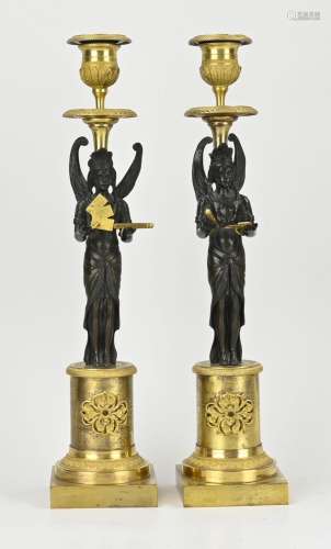 Two French Empire candlesticks, 1810