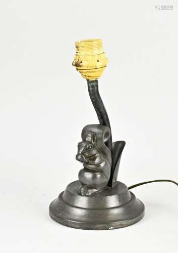Pewter table lamp, H 28 cm.