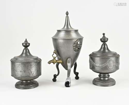 Three parts antique pewter, 1800
