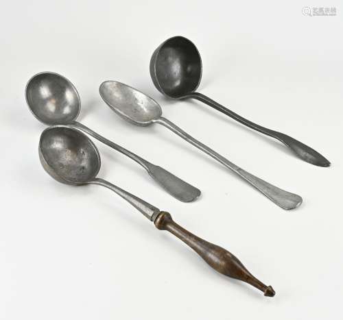 Four antique pewter spoons