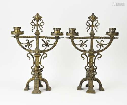 2x Bronze candlestick, 1880