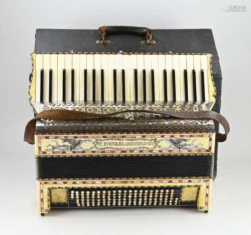 Antique accordion + case