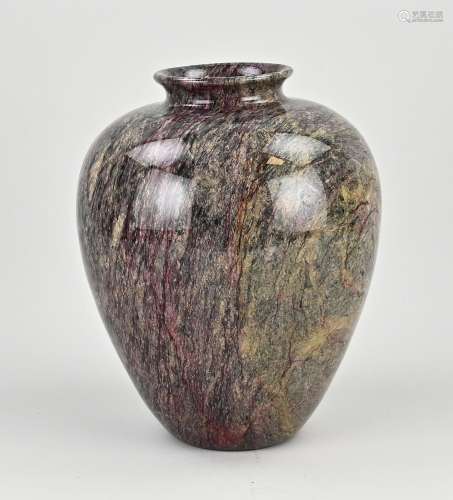Natural stone ball vase, H 27 cm.