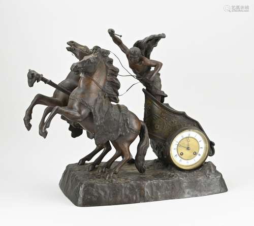 Antique French chariot mantel clock, 1880