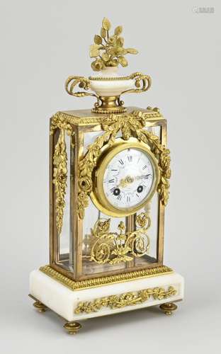 French glass mantel clock, 1860