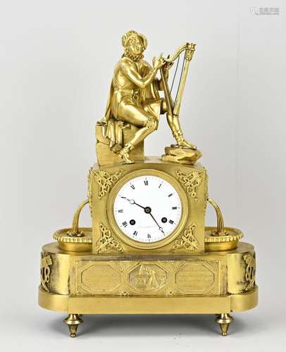 French fire-gilt mantel clock, 1800