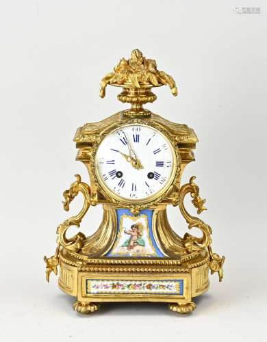 Antique French mantel clock with Sevres porcelain