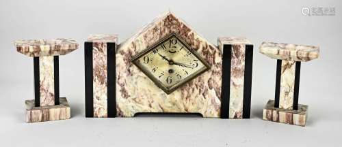 Antique three-piece clock set, 1925
