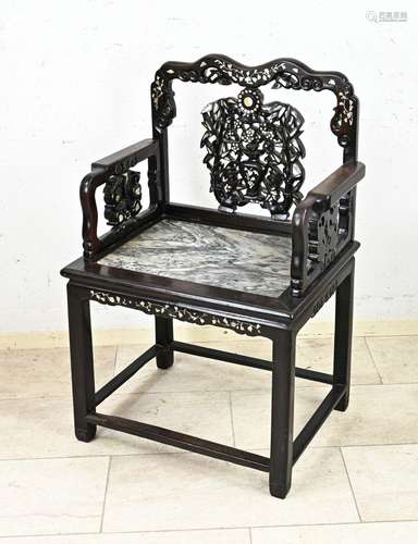 Chinese chair with marble / mother-of-pearl