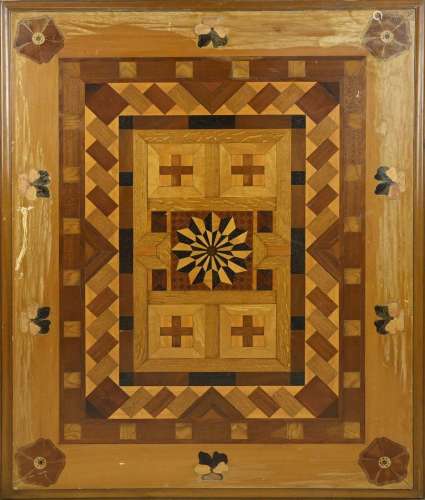 Antique table top with intarsia