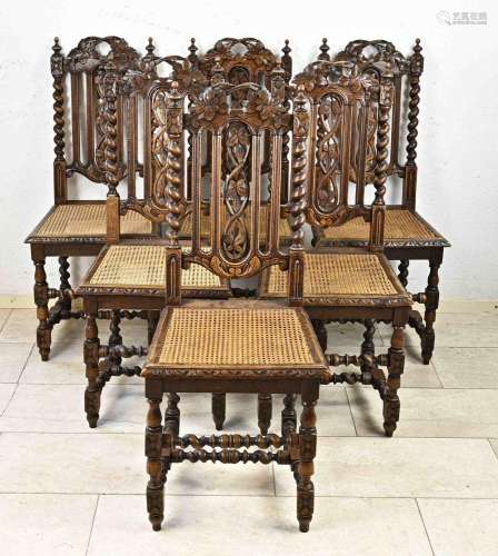 Six antique Mechelen chairs