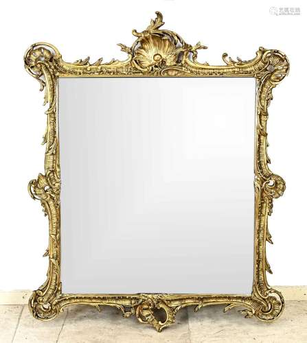 Gilded rococo style mirror, H 115 x W 90 cm.