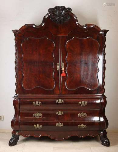 Small burr walnut linen cabinet