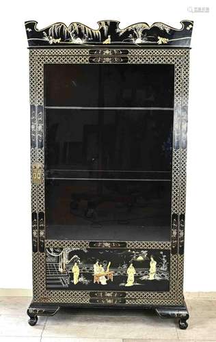 Chinese or Japanese lacquer display cabinet