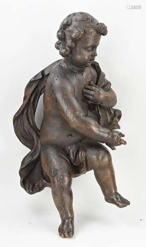 Very large 17th - 18th century putti, 73 cm.