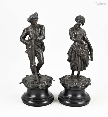 Two antique bronze figures