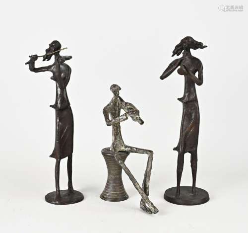 Three bronze figures
