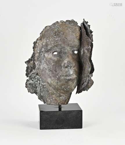 Modern bronze mask, H 33 cm.