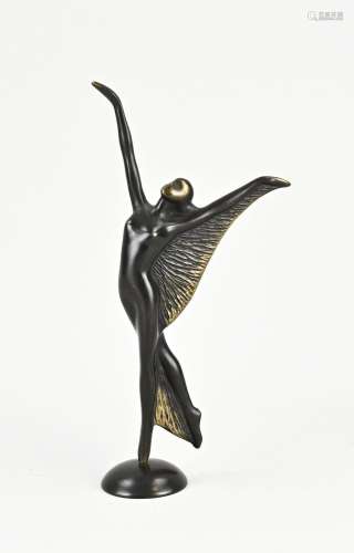 Signed bronze figure, Dancing lady