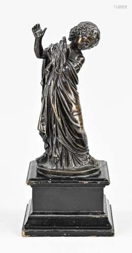 Bronze figure, Young woman with dove