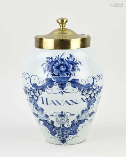 18th century Dutch tobacco jar, H 29 cm.