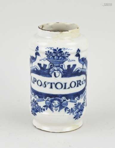 18th century Delft apothecary jar, H 17 cm.