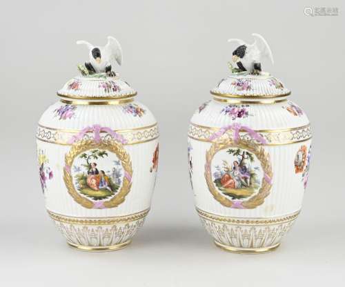 Two antique KPM lidded vases, 1880