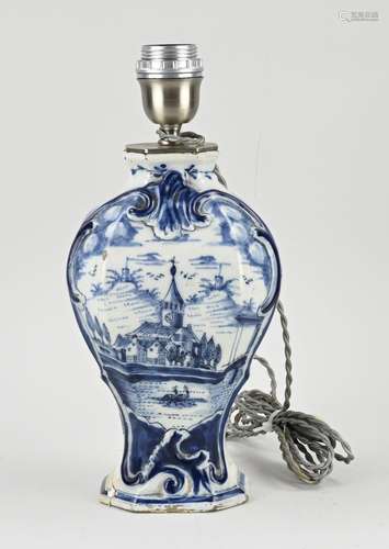 18th century Delft vase (lamp), H 26 cm.