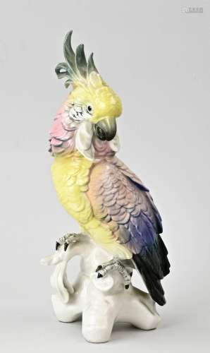Antique porcelain parrot, H 28 cm.