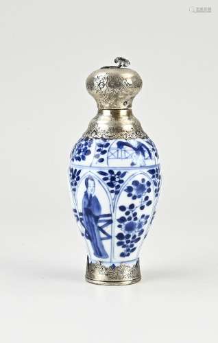 17th - 18th century Chinese Kang Xi vase with silver, H 16 c...