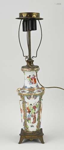 Cantonese vase lamp, H 58 cm.