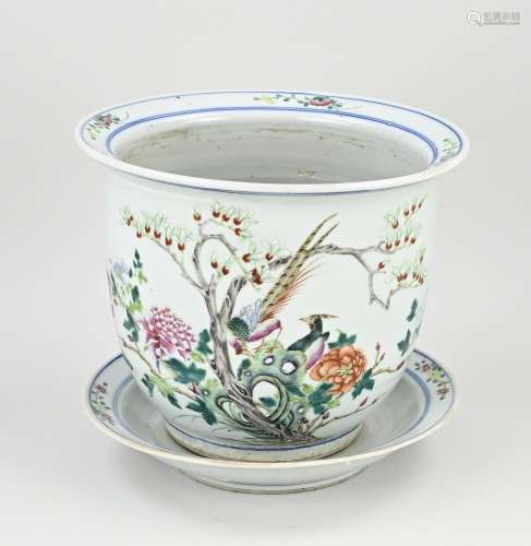 Chinese flower pot + saucer