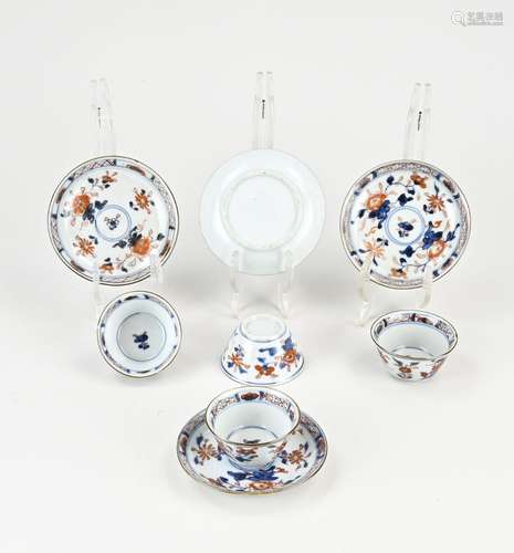 4x Chinese Imari cups + saucers