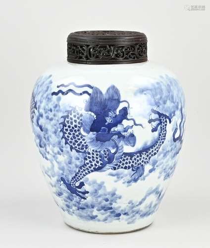 Chinese lidded pot, H 31 cm.