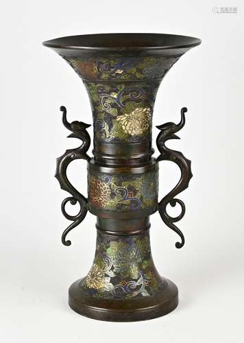 Antique Japanese or Chinese bronze vase, H 39.5 cm.