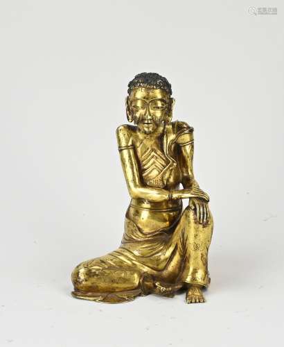 Antique Chinese bronze Lohan figure, H 17 cm.