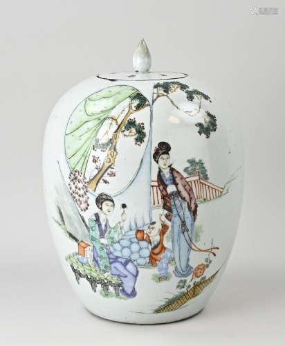 Chinese storage jar, H 32 cm.
