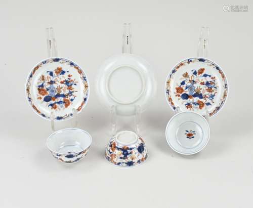 Three 18th century Chinese Imari cups + saucers