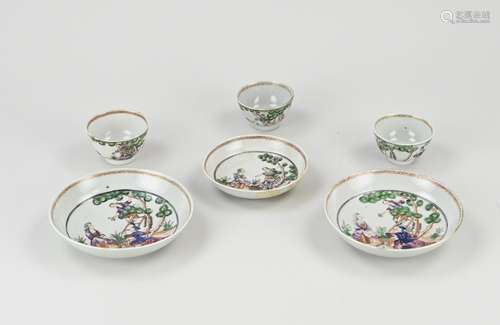 Three rare Chinese cups + saucers