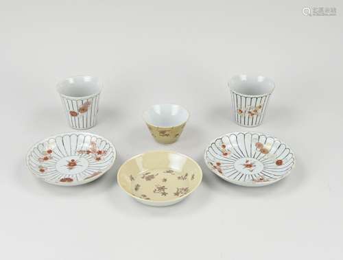 Three antique Chinese cups + saucers