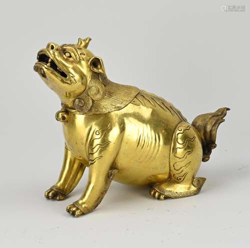 Antique Chinese gilt bronze Kylin