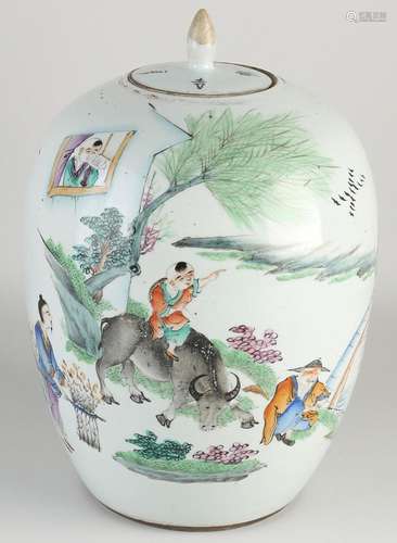 Chinese lidded pot, H 32 cm.