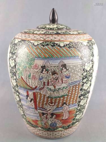 Lidded ginger pot, China, 19th/20th century, four-panel deco...