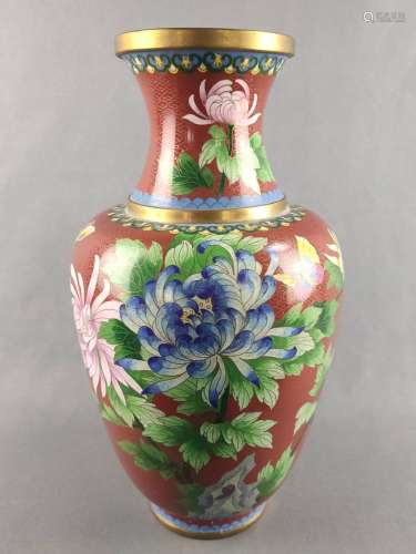 Large cloisonné vase, 20th century, polychrome decoration wi...