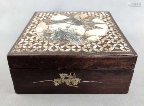 Casket, lidded box with richly decorated lid, on it two carp...