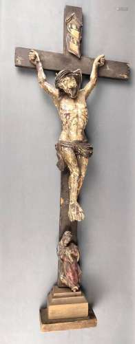 Cross of Christ 19th century, full round carved figurine of ...